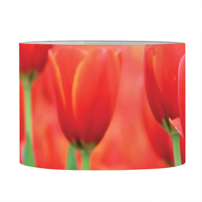 Red Tulip Print Drum Lamp Shade