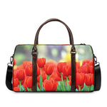 Red Tulip Print Duffle Bag
