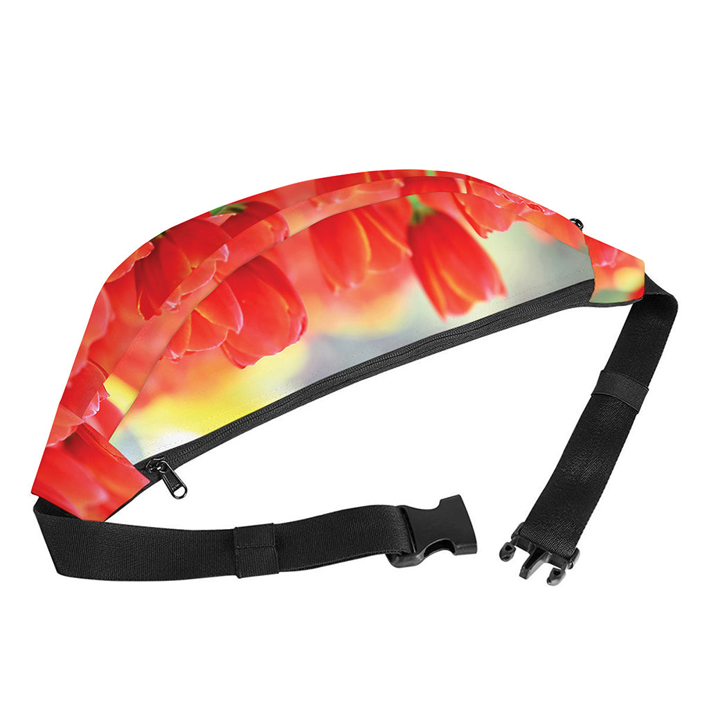 Red Tulip Print Fanny Pack
