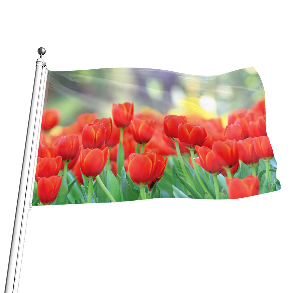 Red Tulip Print Flag