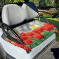 Red Tulip Print Golf Cart Seat Cover
