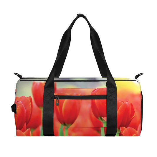 Red Tulip Print Gym Bag