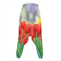Red Tulip Print Hammer Pants