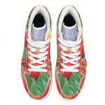 Red Tulip Print High Top Leather Sneakers