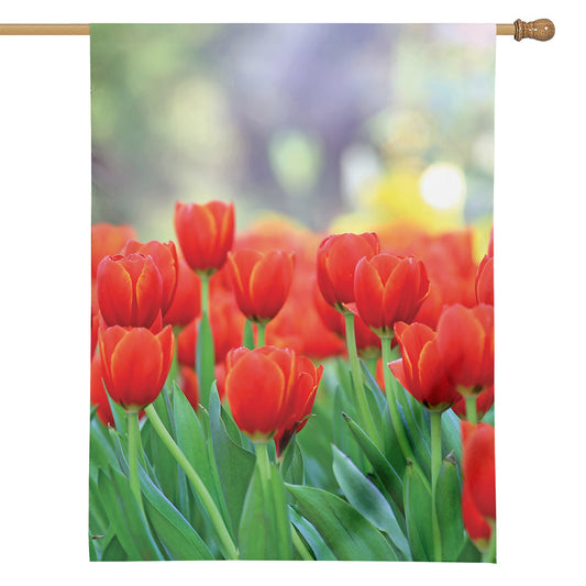 Red Tulip Print House Flag