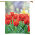 Red Tulip Print House Flag