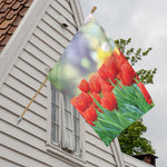 Red Tulip Print House Flag