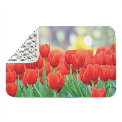 Red Tulip Print Indoor Door Mat