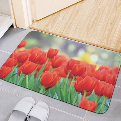 Red Tulip Print Indoor Door Mat