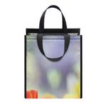 Red Tulip Print Insulated Lunch Tote