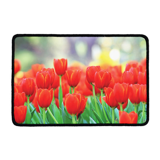Red Tulip Print Kitchen Mat
