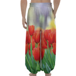 Red Tulip Print Lantern Pants