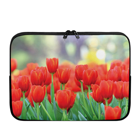 Red Tulip Print Laptop Sleeve