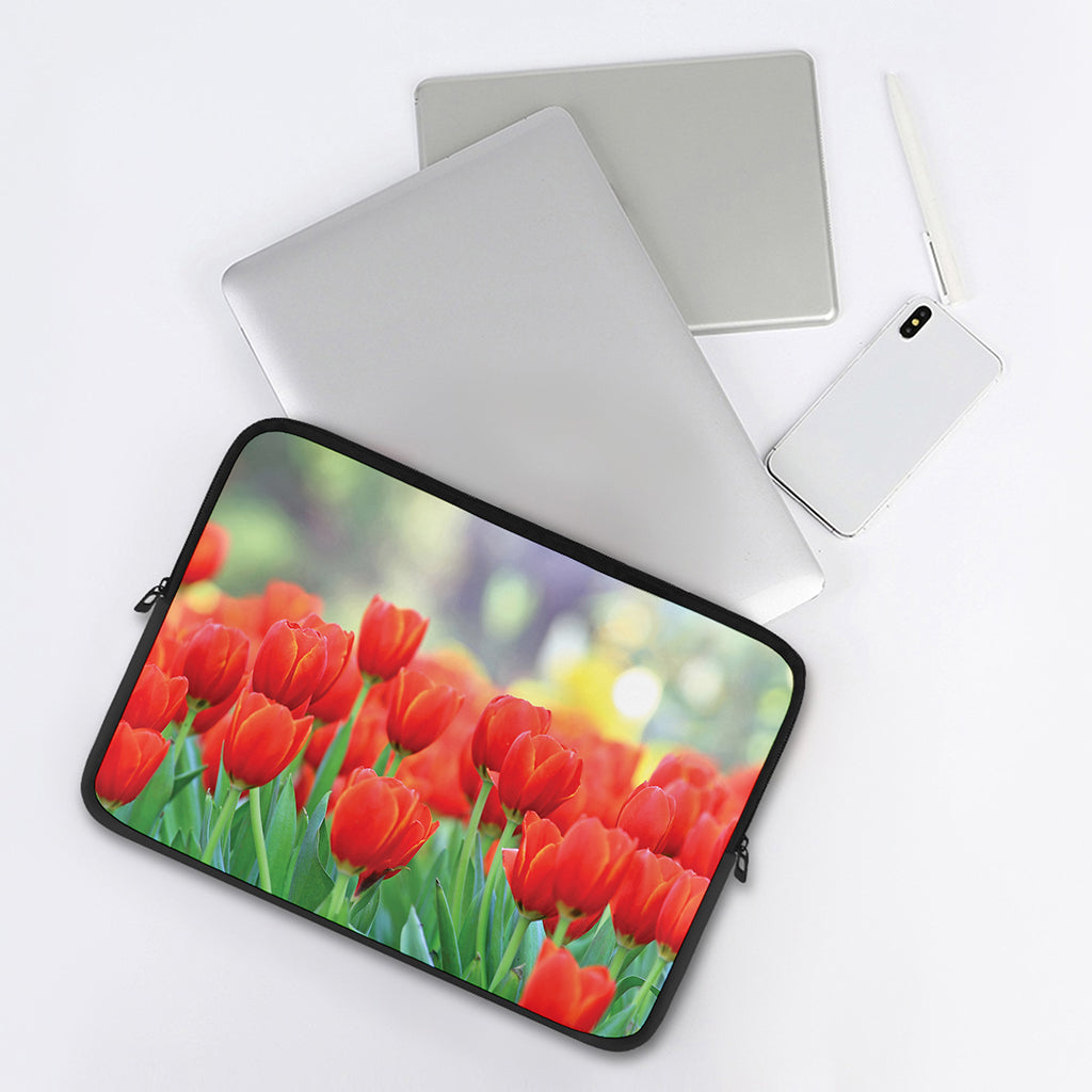 Red Tulip Print Laptop Sleeve