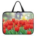 Red Tulip Print Laptop Sleeve With Handle