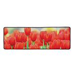 Red Tulip Print Long Kitchen Mat