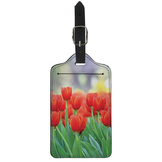 Red Tulip Print Luggage Tag