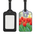 Red Tulip Print Luggage Tag