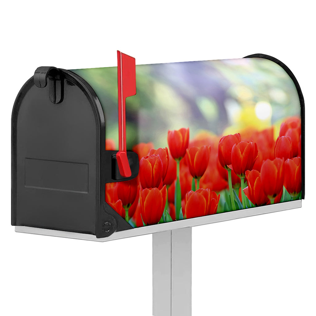Red Tulip Print Mailbox Cover