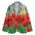 Red Tulip Print Men's Blazer