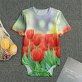 Red Tulip Print Men's Bodysuit