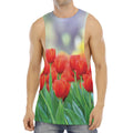Red Tulip Print Men's Muscle Tank Top