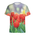 Red Tulip Print Men's Athletic T-Shirt