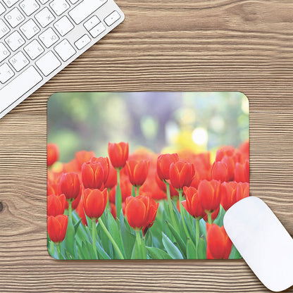 Red Tulip Print Mouse Pad