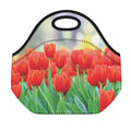 Red Tulip Print Neoprene Lunch Bag
