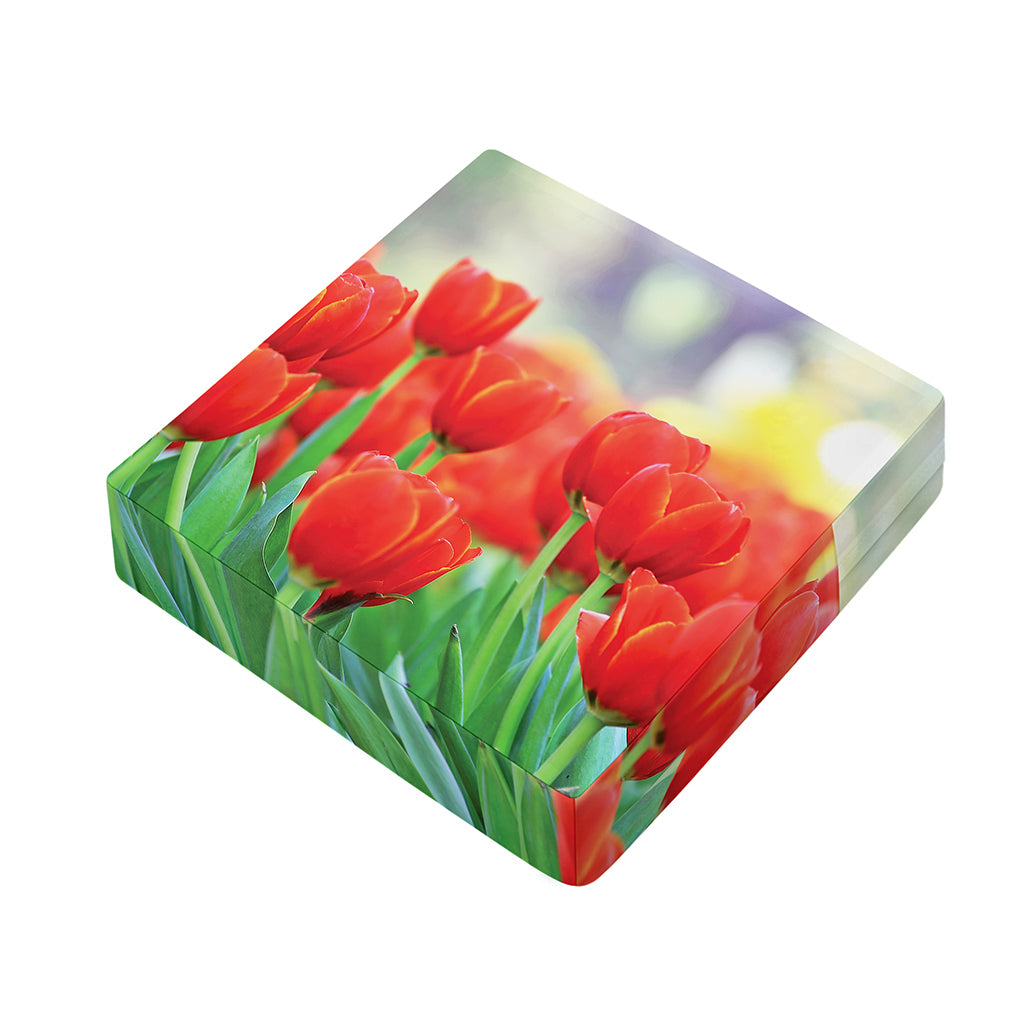 Red Tulip Print Outdoor Seat Cushion Cover