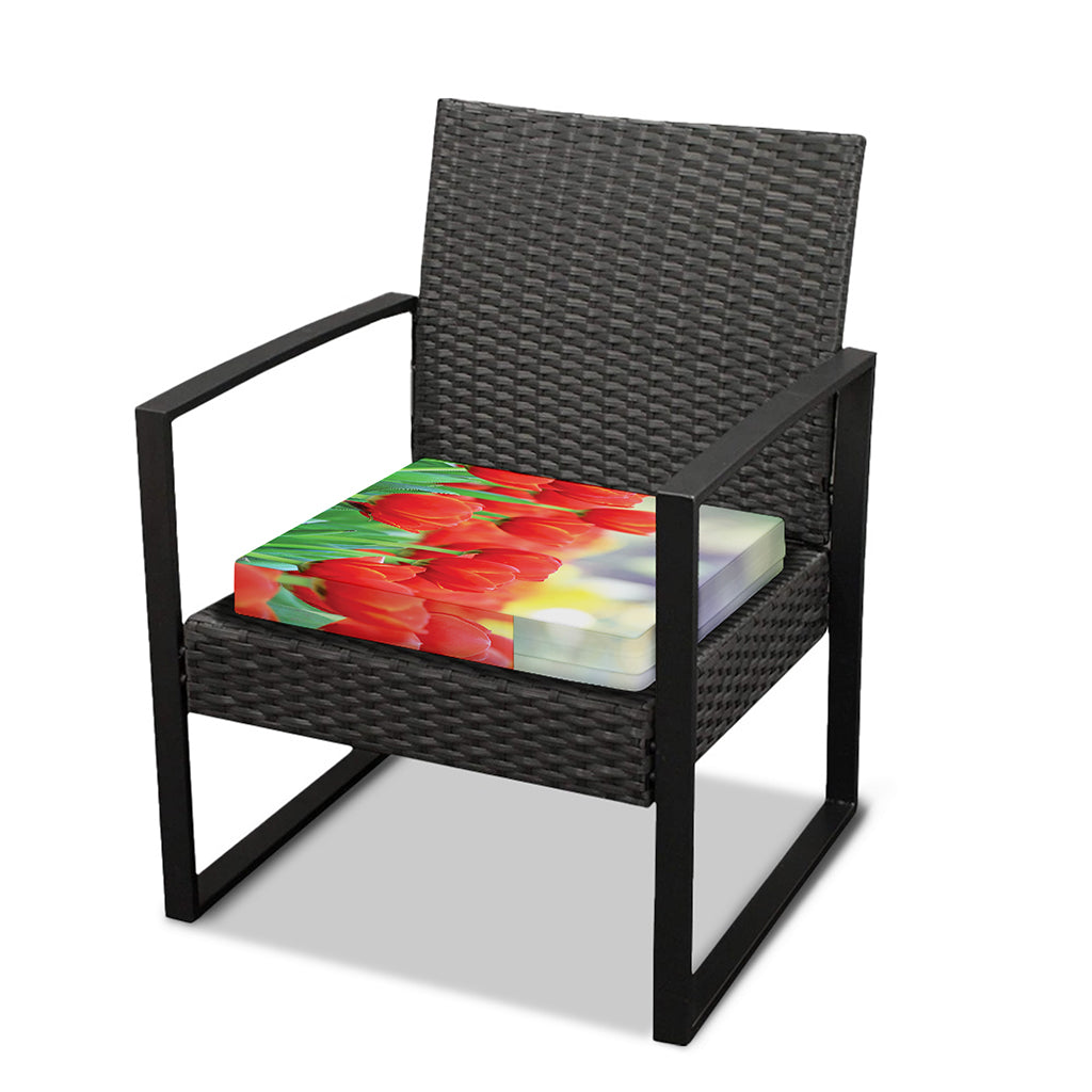 Red Tulip Print Outdoor Seat Cushion Cover