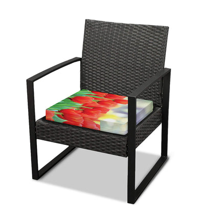 Red Tulip Print Outdoor Seat Cushion Cover