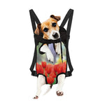 Red Tulip Print Pet Carrier Backpack