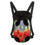 Red Tulip Print Pet Carrier Backpack