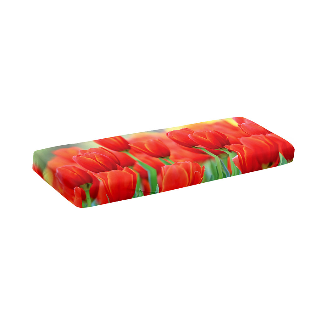 Red Tulip Print Piano Keyboard Cover