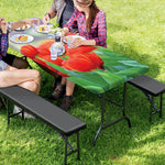 Red Tulip Print Picnic Table Cover
