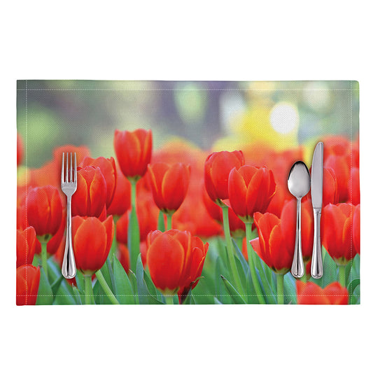 Red Tulip Print Placemat