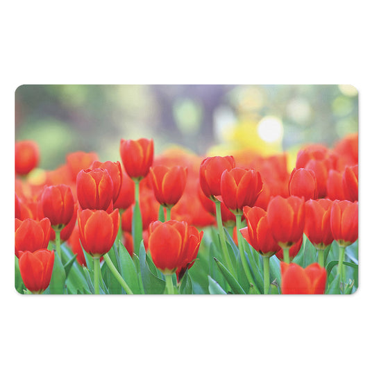 Red Tulip Print Polyester Doormat