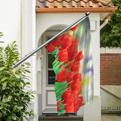 Red Tulip Print Polyester Flag