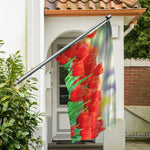 Red Tulip Print Polyester Flag