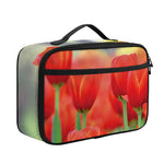 Red Tulip Print Portable Lunch Bag