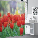 Red Tulip Print Premium Shower Curtain
