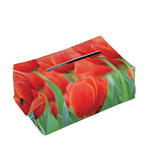 Red Tulip Print Rectangle Tissue Box Cover