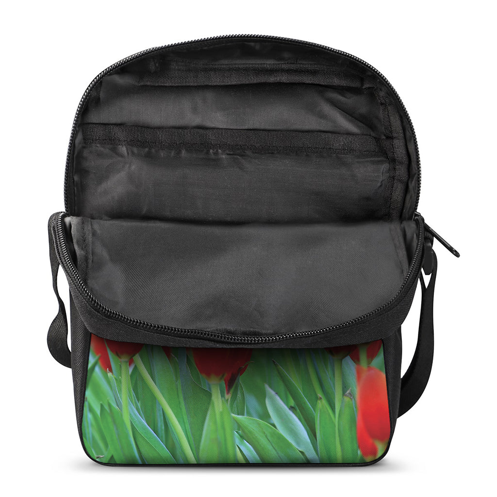 Red Tulip Print Rectangular Crossbody Bag