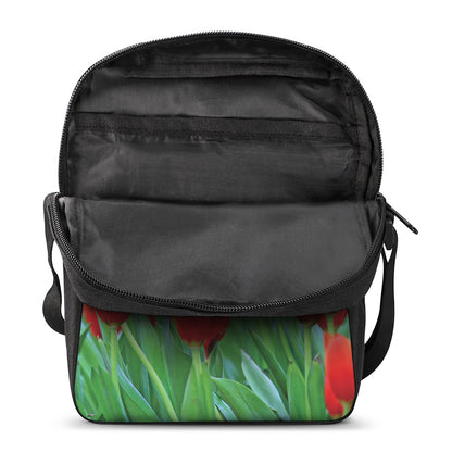Red Tulip Print Rectangular Crossbody Bag