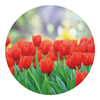 Red Tulip Print Round Blanket