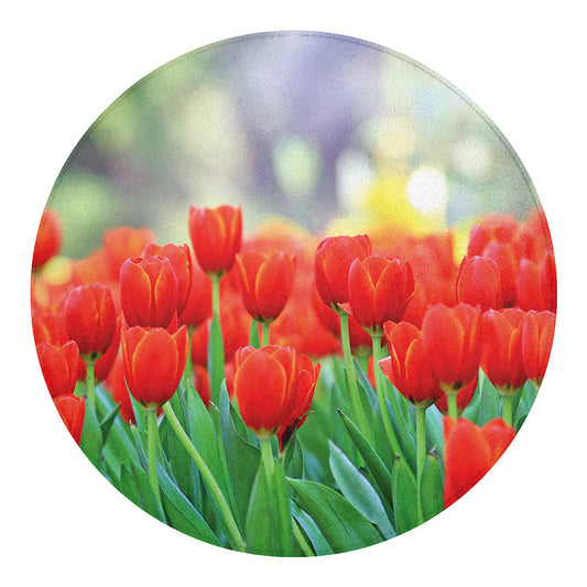 Red Tulip Print Round Blanket