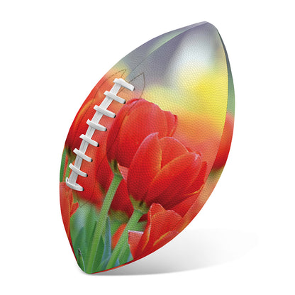 Red Tulip Print Rugby Ball