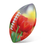 Red Tulip Print Rugby Ball
