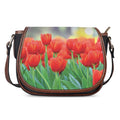 Red Tulip Print Saddle Bag